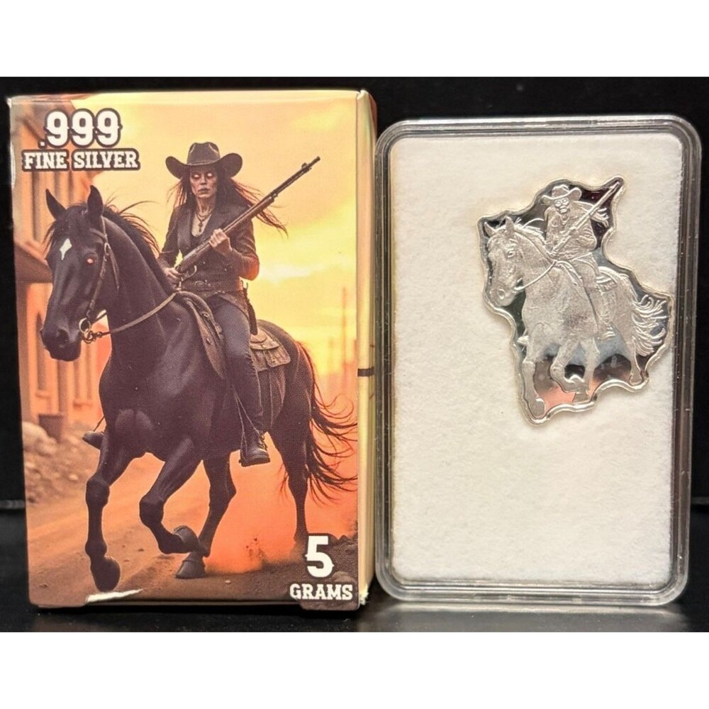 Pan Silver 5g .999 Silver Zombie Cowgirl LTD # 690 / 3000 - Open Box